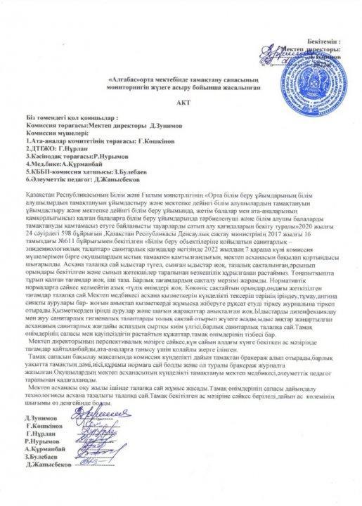 Ыстық тамақ акт