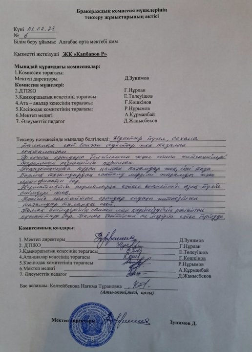 Ыстық тамақ акт